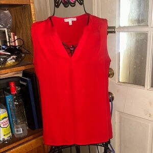 Chaus Bright Red V-Neck Sleeveless Tankv neck size small